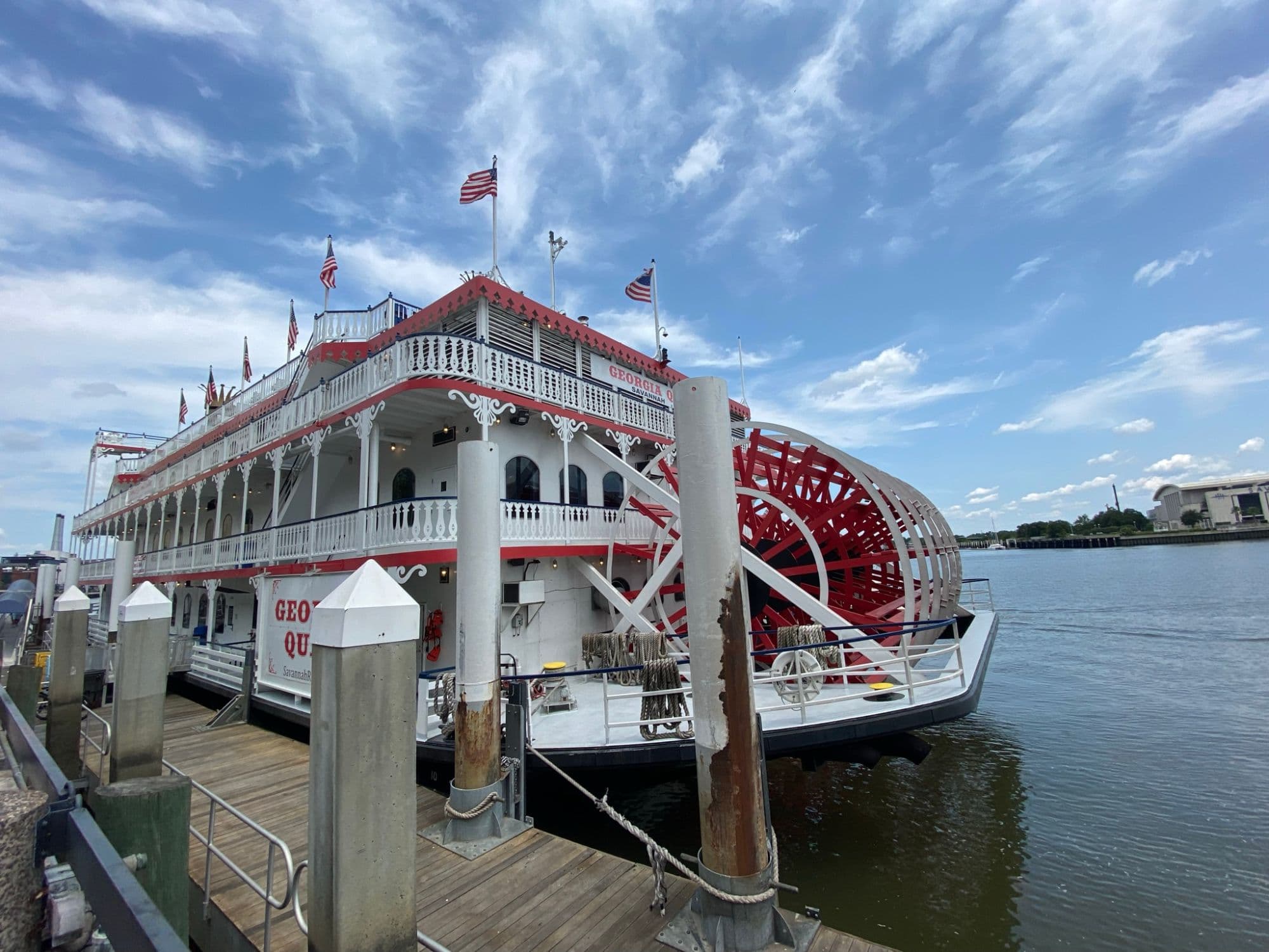 The Georgia Queen riverboat docked in Savannah