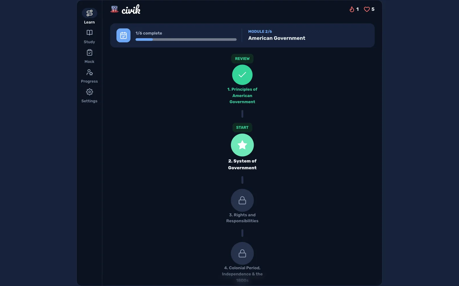 Civik en escritorio: el camino de Aprender con barra lateral