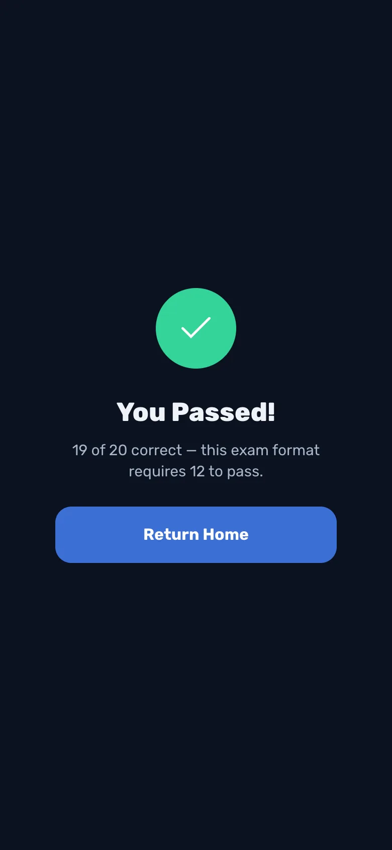 Resultado ¡Aprobaste!, 19 de 20 correctas