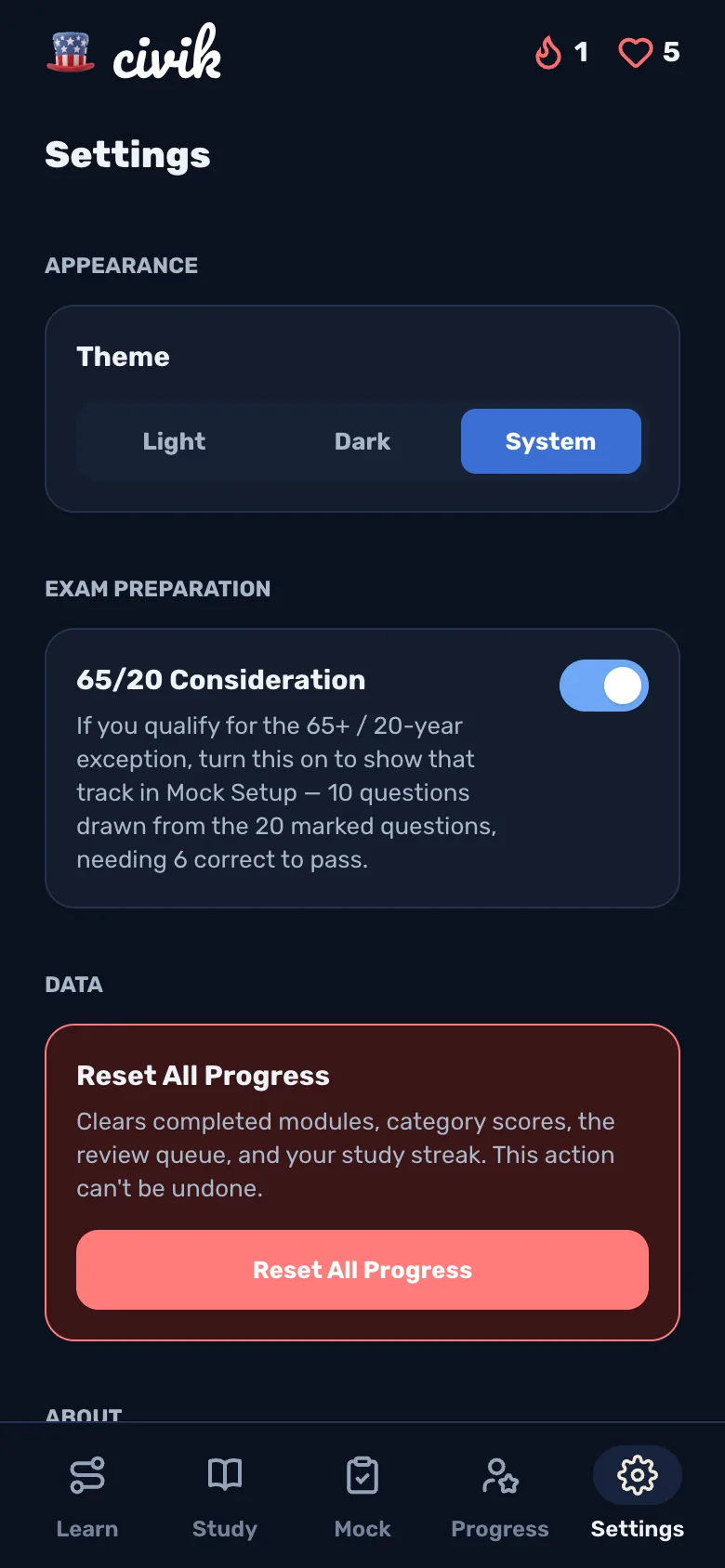 Ajustes con el interruptor de Consideración 65/20 activado